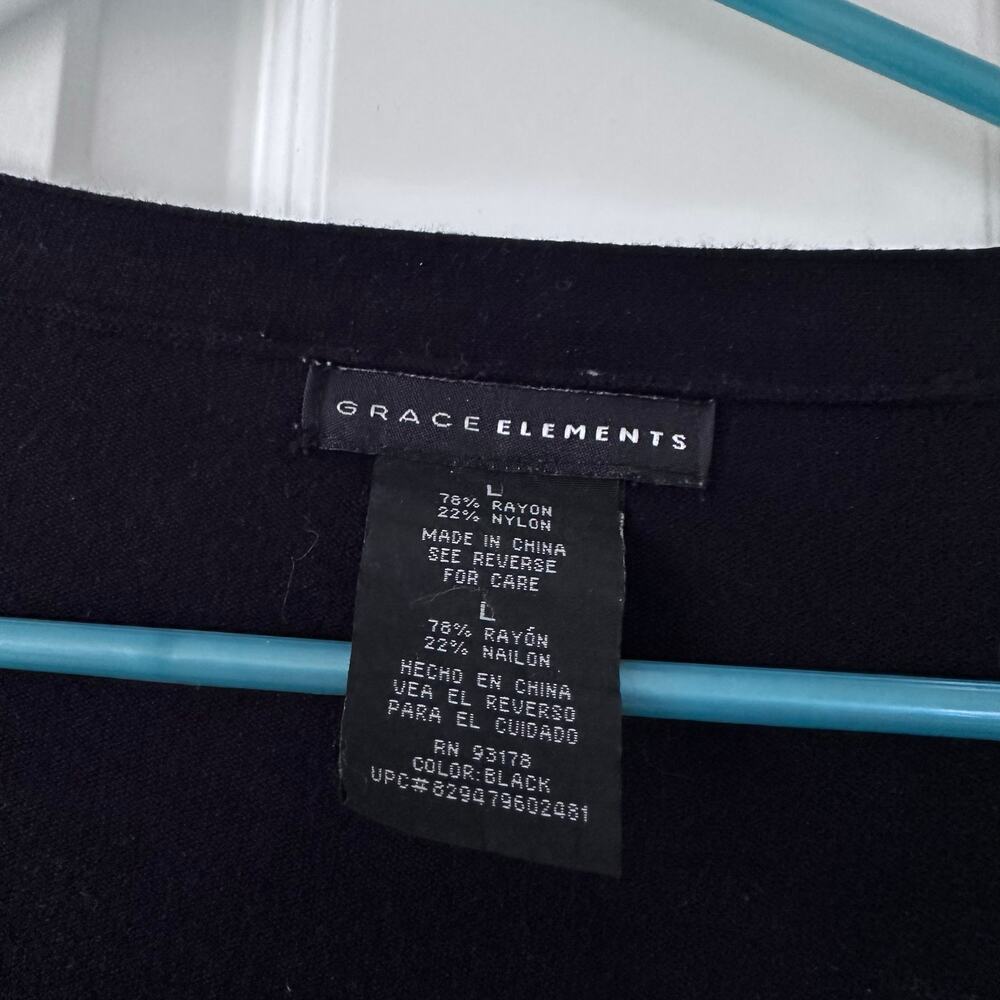 Grace Elements Black Long Sleeve Button Front Car… - image 3